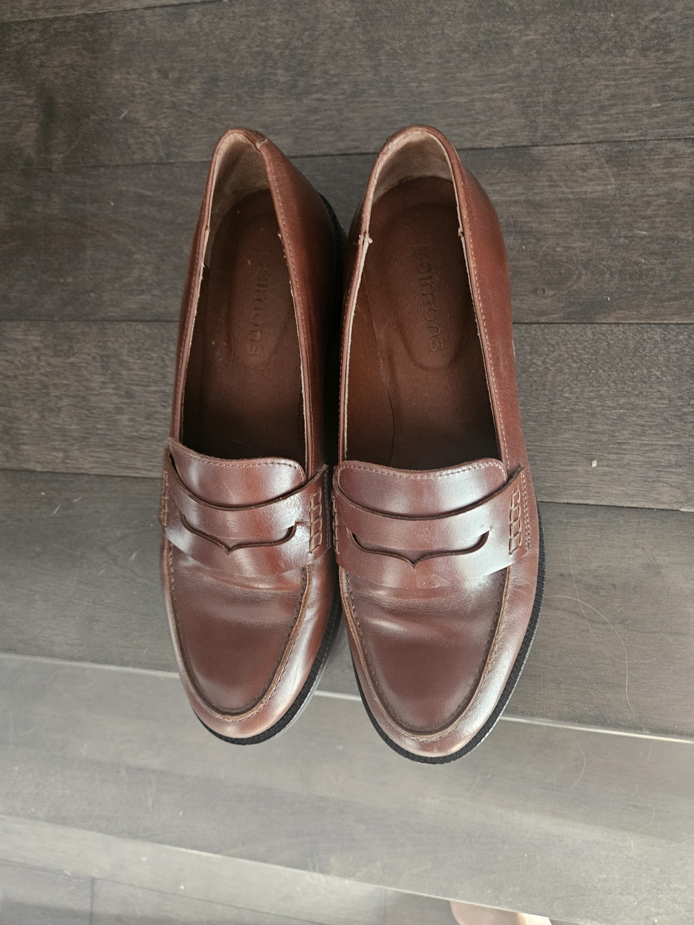 Simons Women's Leather Classic Brown Leather Penny Loafers